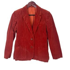 Vintage Sears Womens Blazer Sz S Corduroy Academia Boho Hippie Rust Indie Nerd